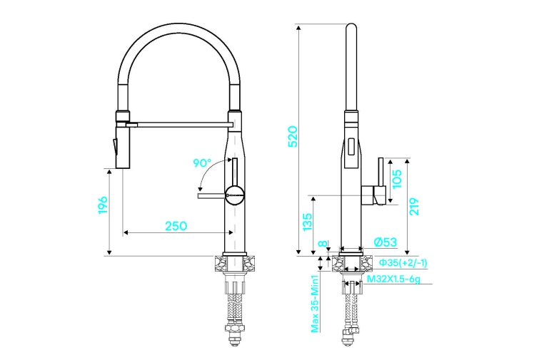 Смеситель KuchenStern Kern-E нерж. сталь фото